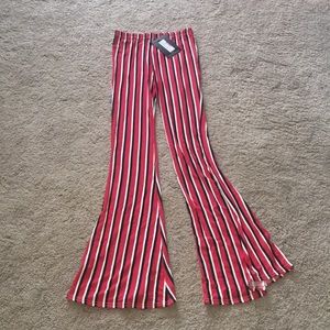 Striped bell bottom pants